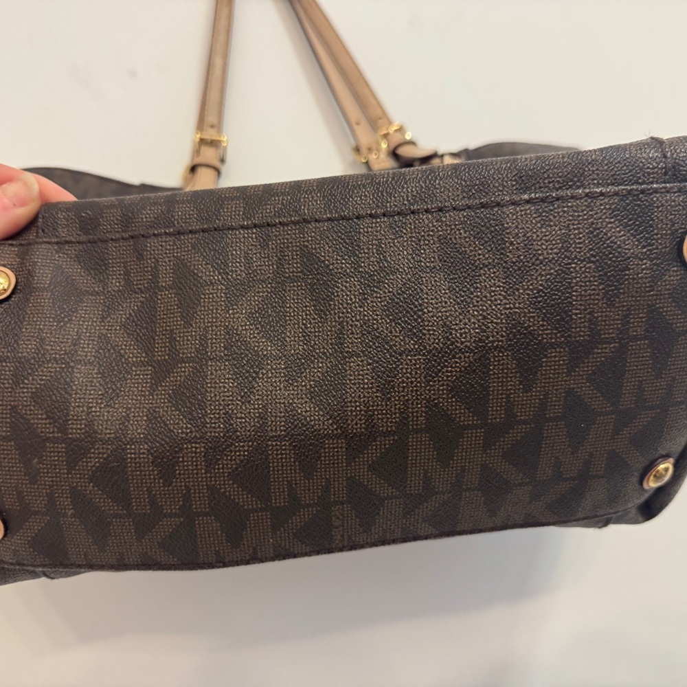 Michael Kors Brown Signature Tote with Gold Accents - Picture 5 of 12